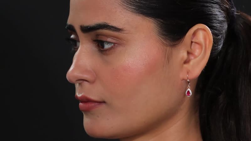 Luxuriant Premium Bixbite (LG) and White Zircon 0.90 ctw Lever Back Earrings in 18K Vermeil RG Over Sterling Silver
