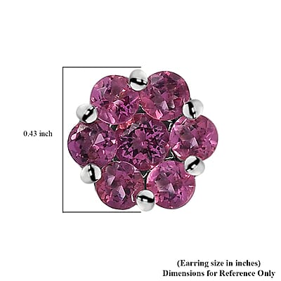 Luxuriant Premium Bixbite (LG) 1.50 ctw Floral Stud Earrings in Rhodium Over Sterling Silver