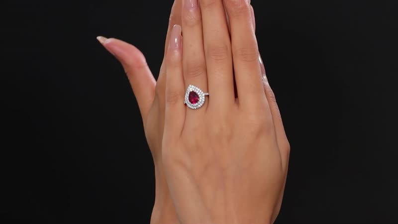 Premium Lab Created Bixbite and Moissanite 2.35 ctw Ring in 18K Vermeil Yellow Gold Over Sterling Silver (Size 7.0)