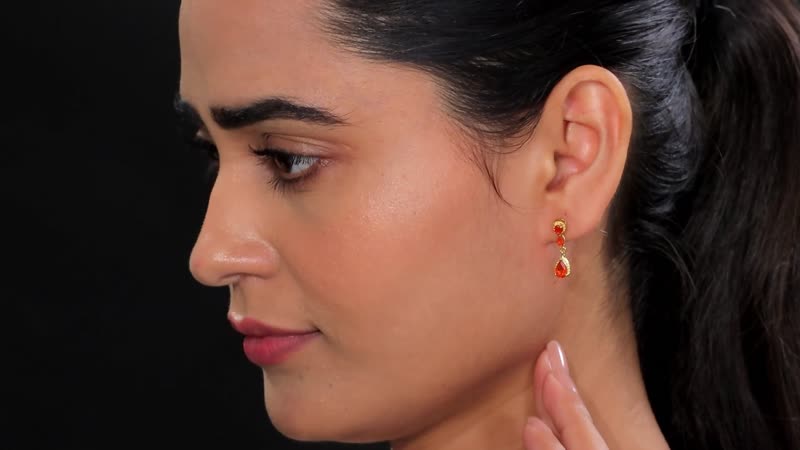 D'Joy AAA Buriti Fire Opal 0.80 ctw Dewdrop Earrings in 18K Vermeil Yellow Gold Over Sterling Silver