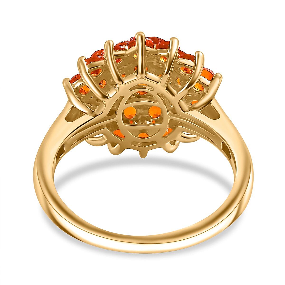 D'Joy AAA Buriti Fire Opal 1.50 ctw Blossom Floral Ring in 18K Vermeil Yellow Gold Over Sterling Silver (Size 10.0)