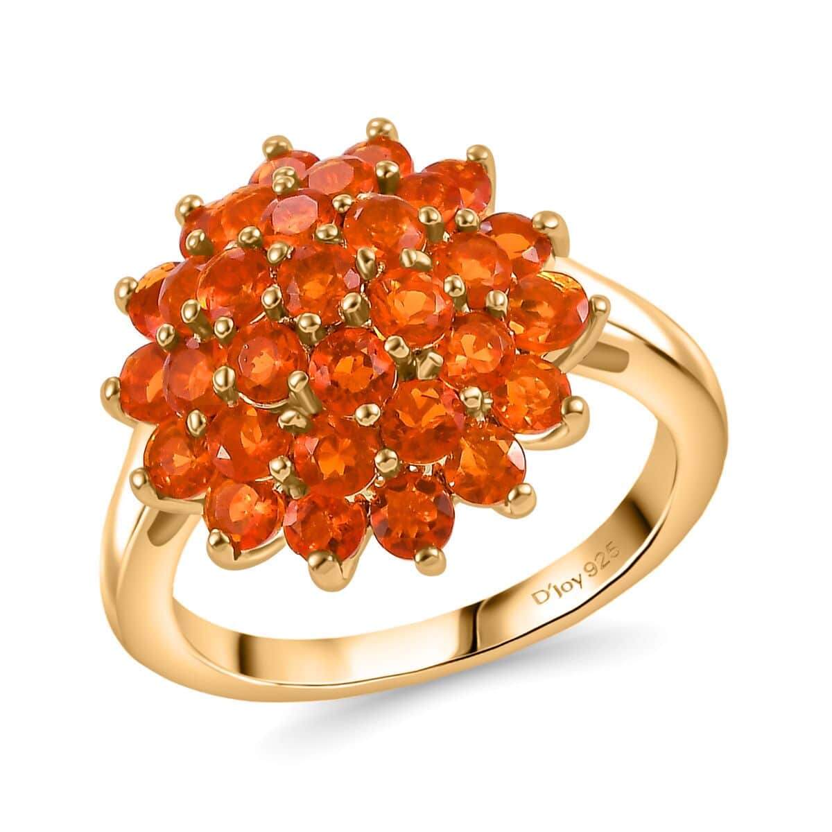 AAA Buriti Fire Opal 1.50 ctw Blossom Floral Ring in 18K Vermeil Yellow Gold Over Sterling Silver (Size 7.0) image number 0