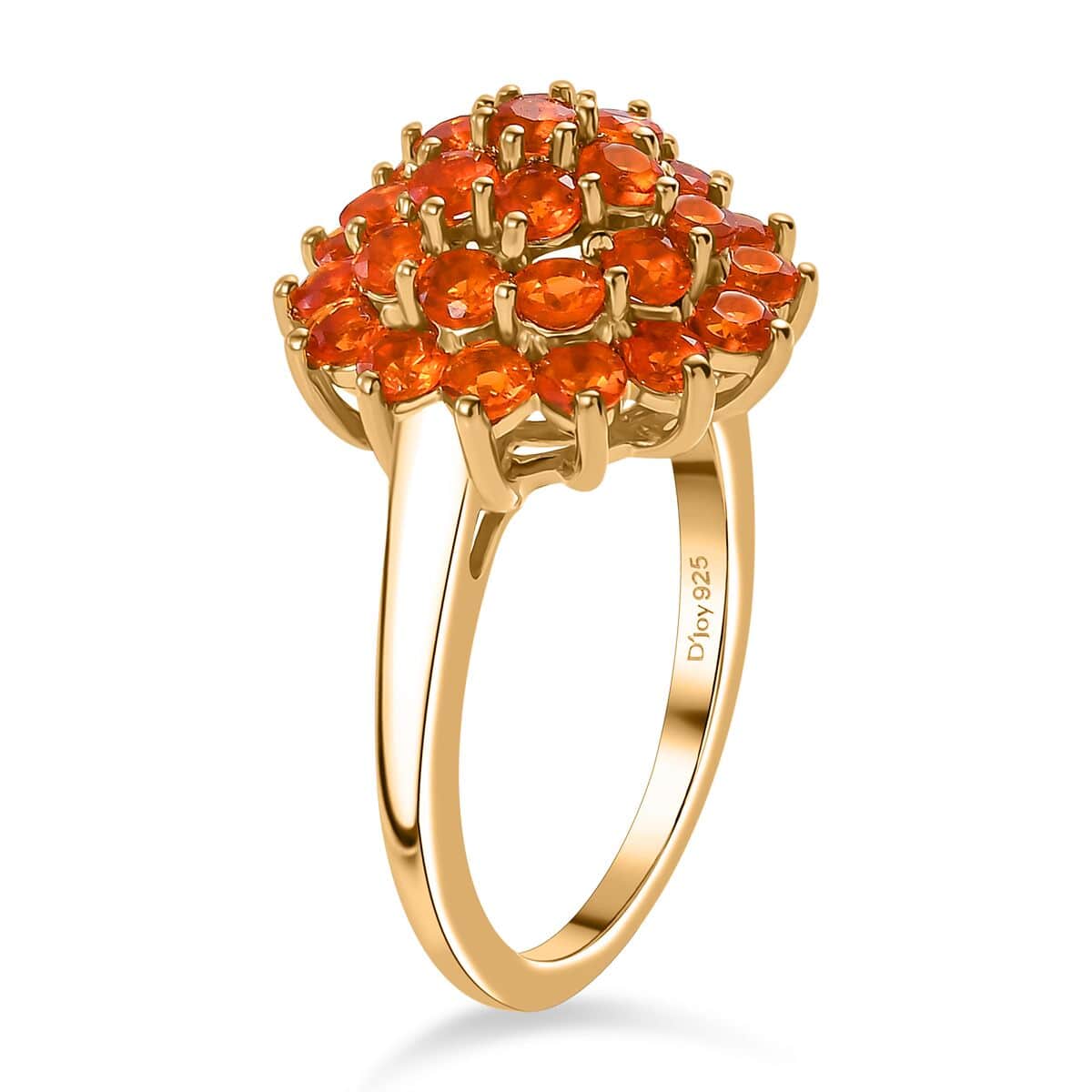 AAA Buriti Fire Opal 1.50 ctw Blossom Floral Ring in 18K Vermeil Yellow Gold Over Sterling Silver (Size 7.0) image number 3