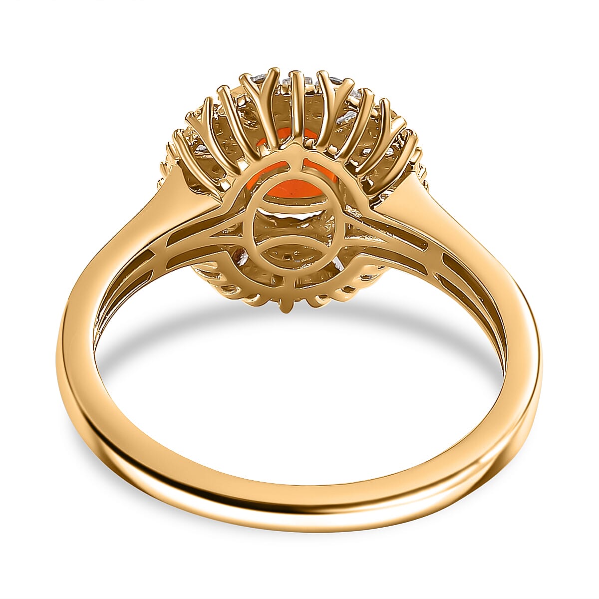 D'Joy AAA Buriti Fire Opal and Moissanite 1.60 ctw Radiant Sunset Ring in 18K Vermeil Yellow Gold Over Sterling Silver (Size 10.0)