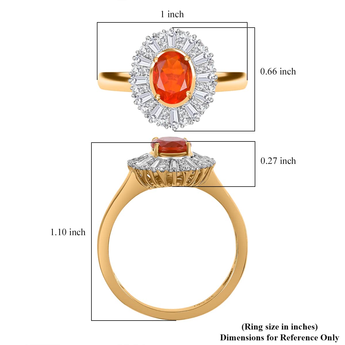 AAA Buriti Fire Opal and Moissanite 1.60 ctw Radiant Sunset Ring in 18K Vermeil Yellow Gold Over Sterling Silver (Size 10.0) (Del. in 10-12 Days) image number 5