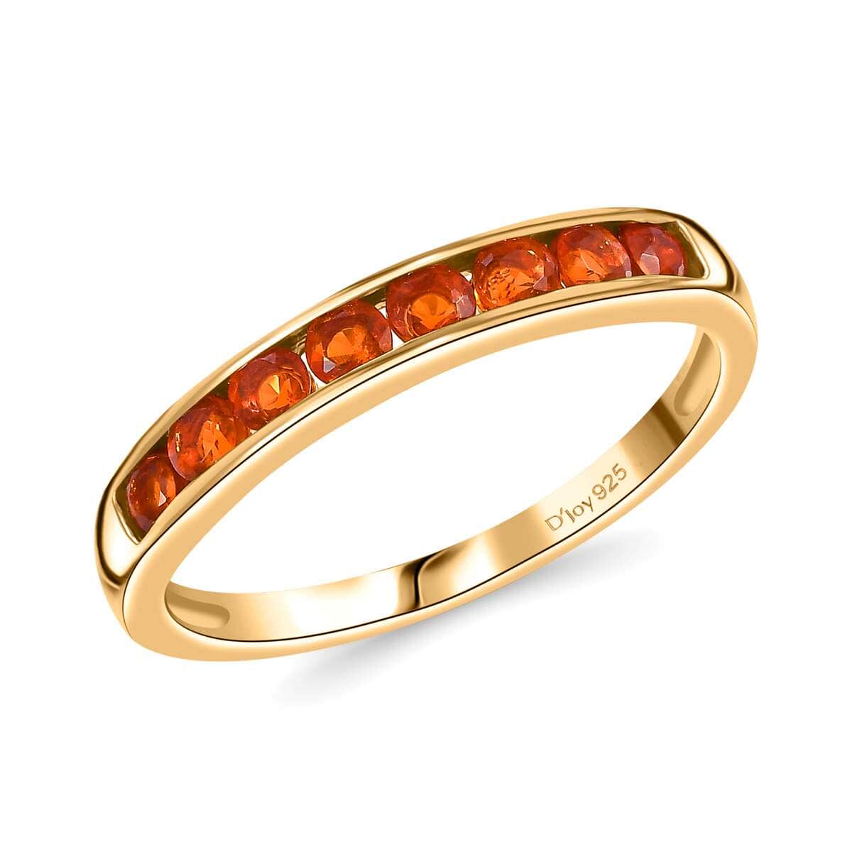 Crimson Fire Opal Half Eternity Band Ring in 18K Vermeil YG Over Sterling Silver (Size 10.0) 0.50 ctw image number 0