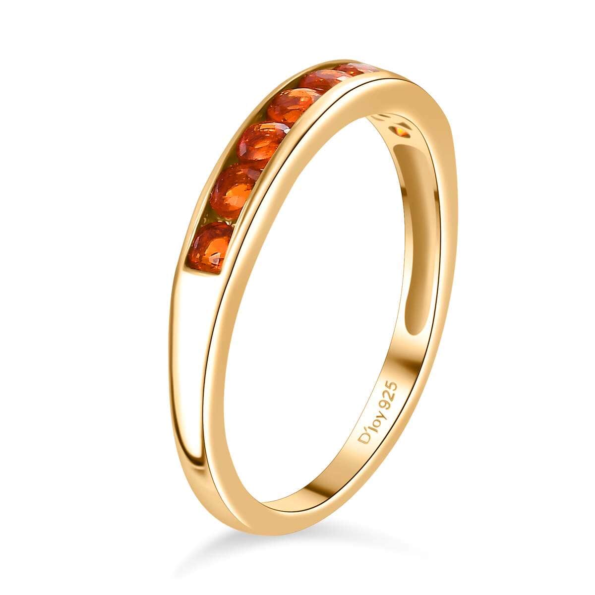 Crimson Fire Opal Half Eternity Band Ring in 18K Vermeil YG Over Sterling Silver (Size 10.0) 0.50 ctw image number 3