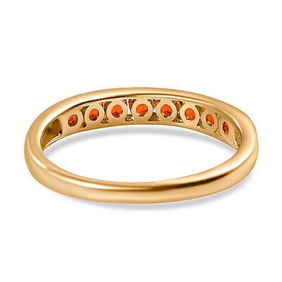 AAA Buriti Fire Opal 0.50 ctw Half Eternity Band Ring in 18K Vermeil Yellow Gold Over Sterling Silver (Size 10.0)