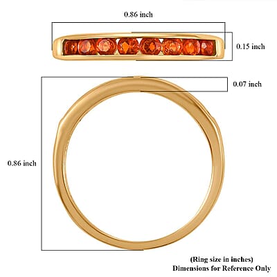 AAA Buriti Fire Opal 0.50 ctw Half Eternity Band Ring in 18K Vermeil Yellow Gold Over Sterling Silver (Size 10.0)