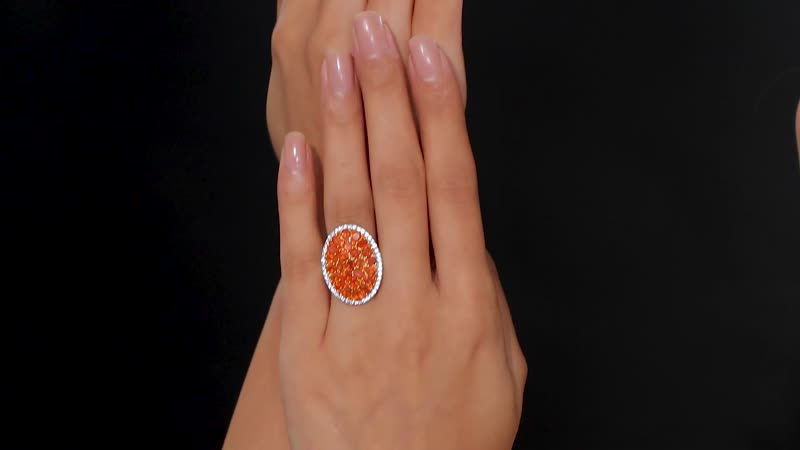 AAA Buriti Fire Opal and White Zircon 4.40 ctw Cluster Ring in 18K Vermeil Yellow Gold Over Sterling Silver
