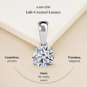(Do Not Schedule For LS) Luxuriant Lab Grown Diamond G-H SI 1.00 ctw Solitaire Pendant without Chain in 14K White Gold
