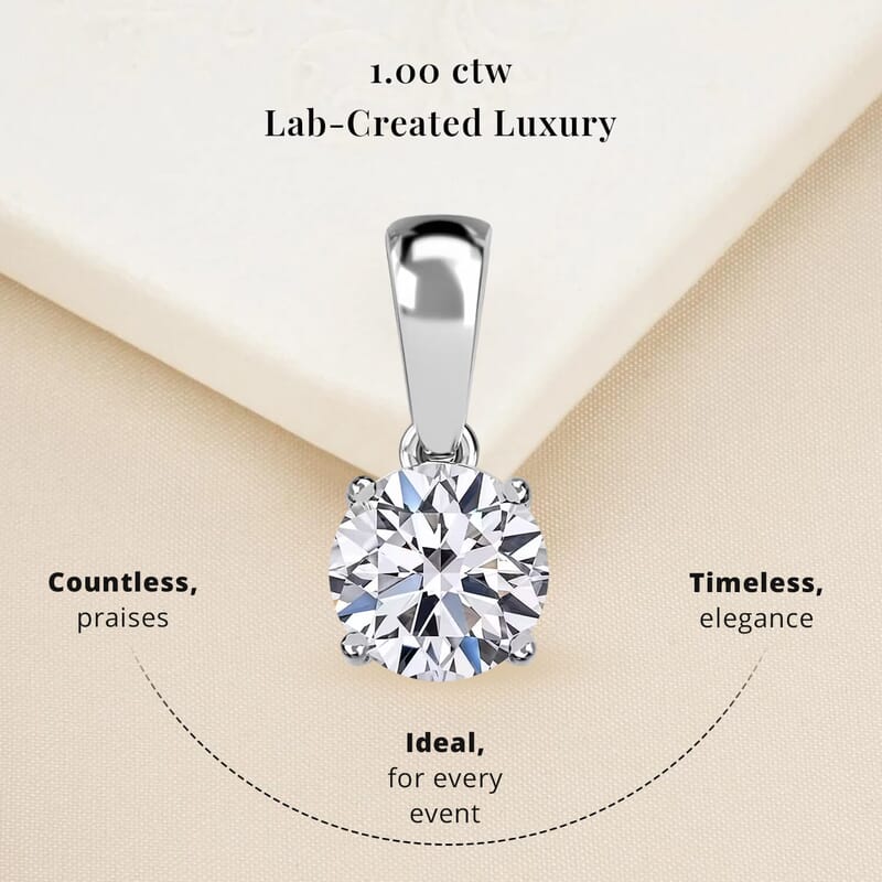 Luxuriant Lab Grown Diamond G-H SI 1.00 ctw Solitaire Pendant without Chain in 14K White Gold