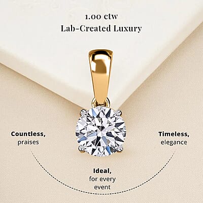 Luxuriant Lab Grown Diamond G-H SI 1.00 ctw Solitaire Pendant without Chain in 14K Yellow Gold