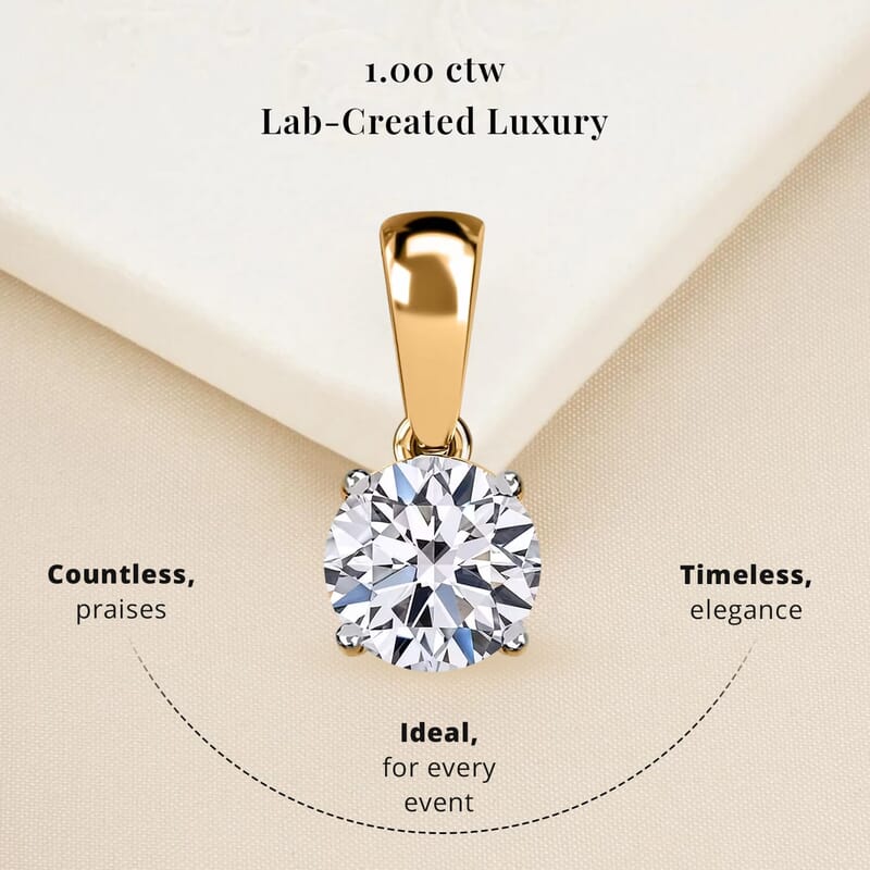 Luxuriant Lab Grown Diamond G-H SI 1.00 ctw Solitaire Pendant without Chain in 14K Yellow Gold