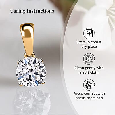 Luxuriant Lab Grown Diamond G-H SI 1.00 ctw Solitaire Pendant without Chain in 14K Yellow Gold