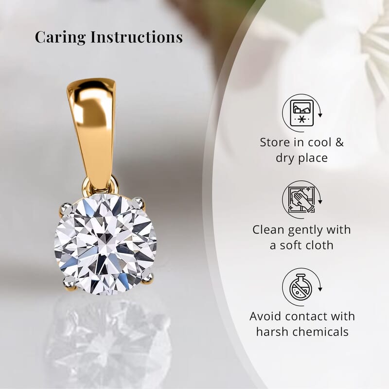 Luxuriant Lab Grown Diamond G-H SI 1.00 ctw Solitaire Pendant without Chain in 14K Yellow Gold