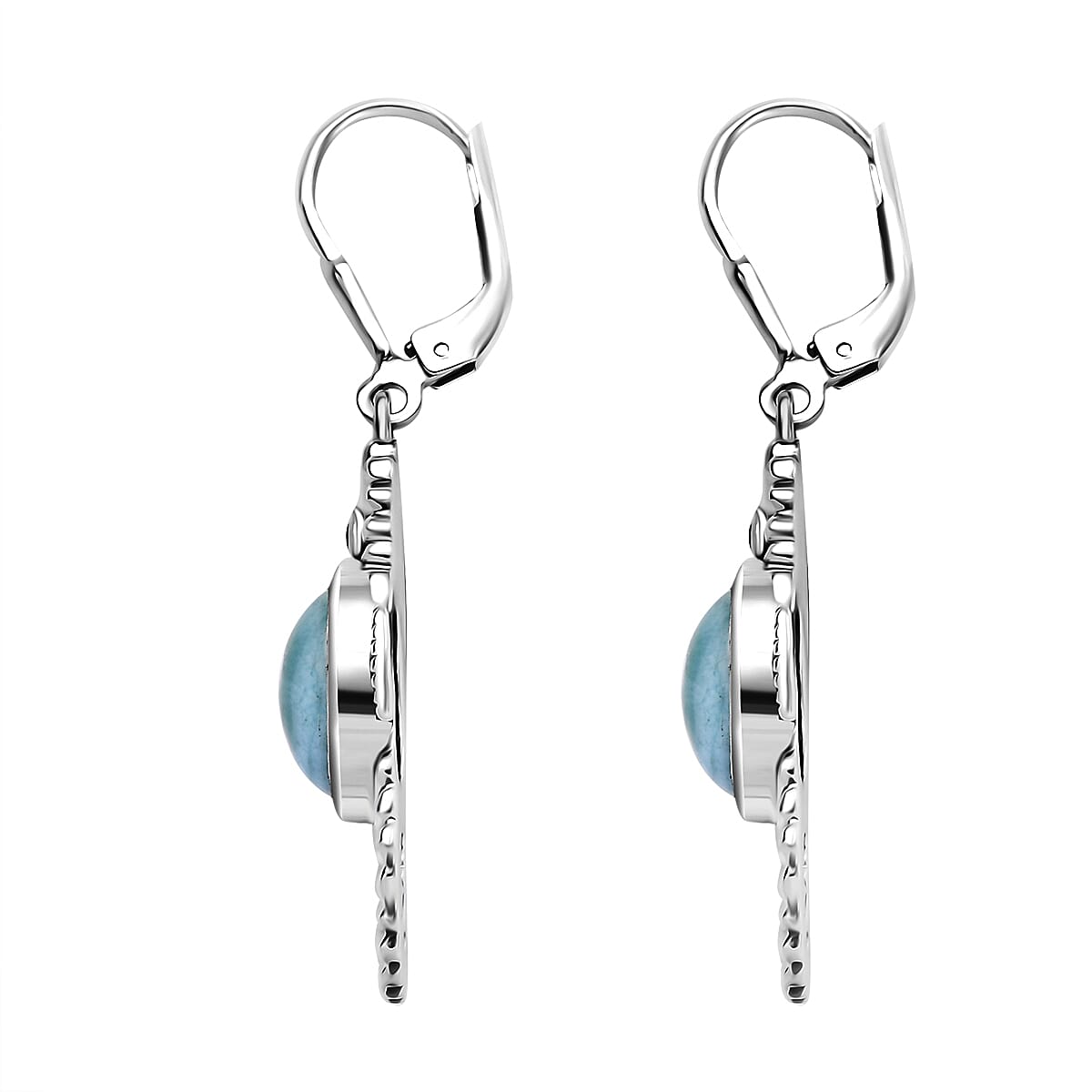 D'Joy Artisan Crafted Natural Green Larimar and Thai Black Spinel 6.70 ctw Seahorse Earrings in Black Oxidized Sterling Silver