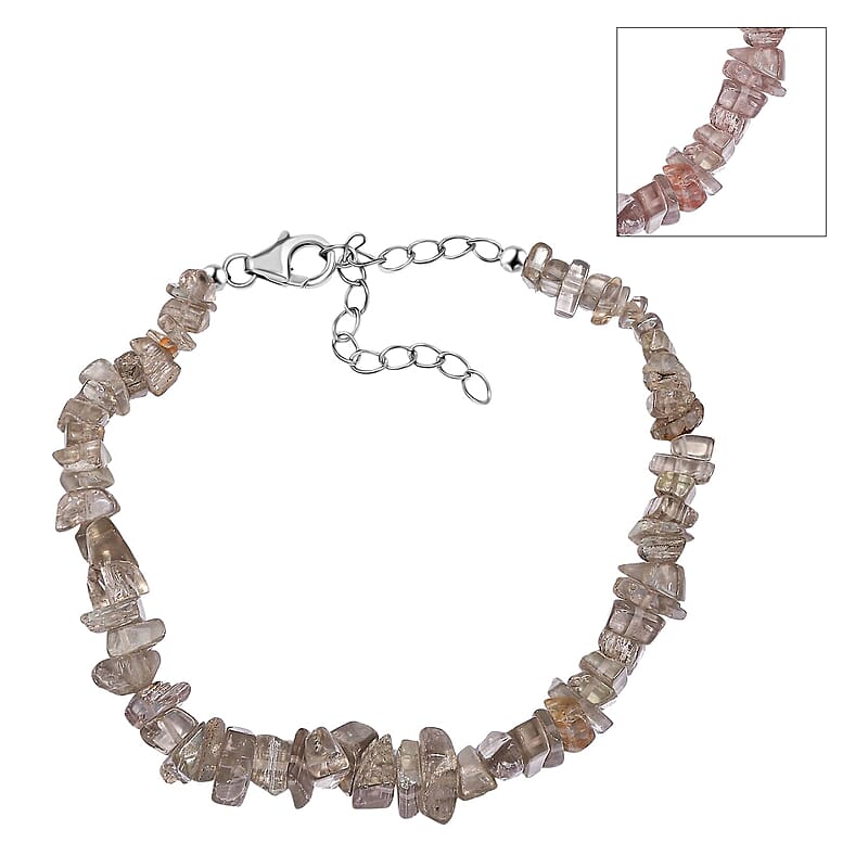 Turkizite 65.00 ctw Chips Bracelet in Rhodium Over Sterling Silver (7.25-9.25)