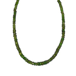 Chrome Diopside 50.00 ctw Beaded Necklace in Rhodium Over Sterling Silver 18 Inches