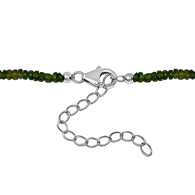Chrome Diopside 50.00 ctw Beaded Necklace in Rhodium Over Sterling Silver 18 Inches