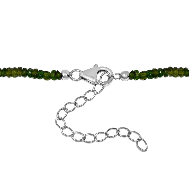 Chrome Diopside 50.00 ctw Beaded Necklace in Rhodium Over Sterling Silver 18 Inches