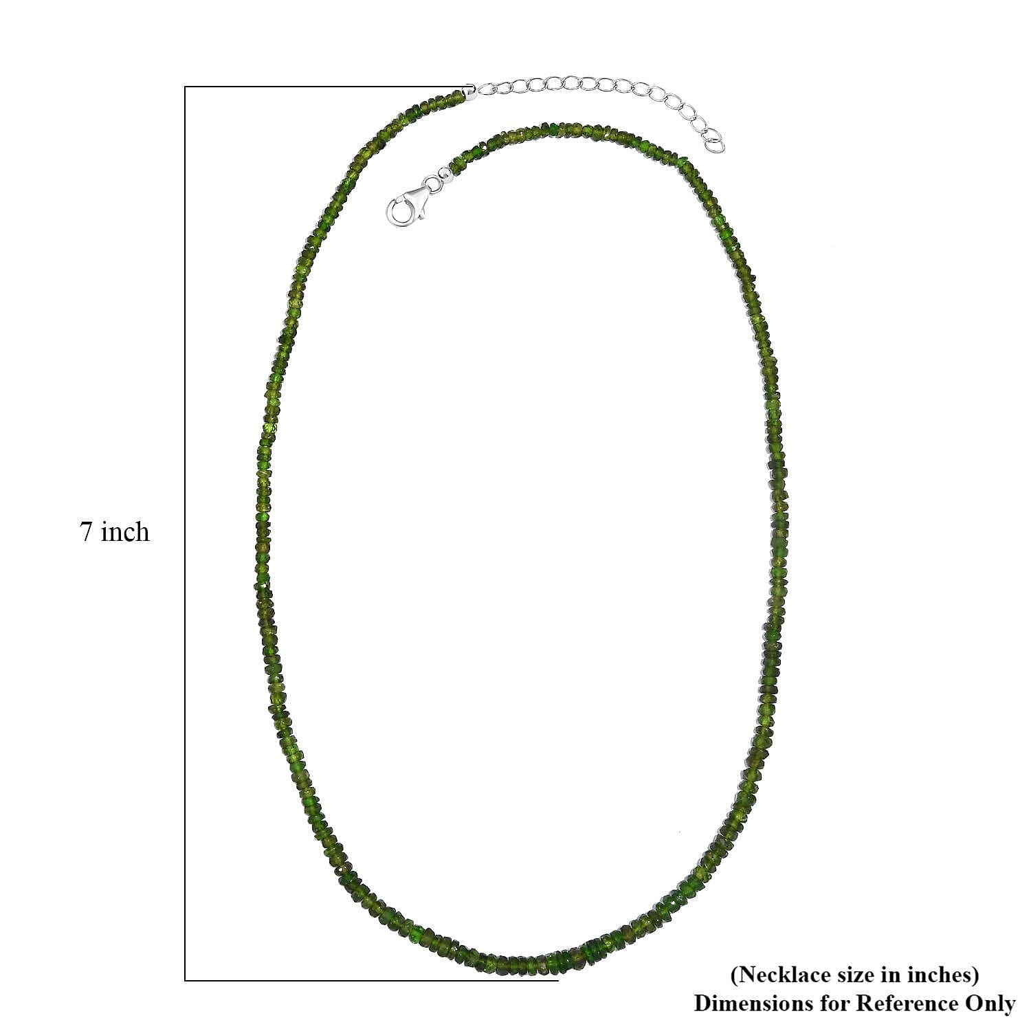 Chrome Diopside 50.00 ctw Beaded Necklace in Rhodium Over Sterling Silver 18 Inches
