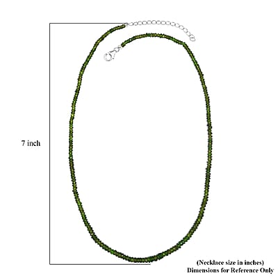 Chrome Diopside 50.00 ctw Beaded Necklace in Rhodium Over Sterling Silver 18 Inches