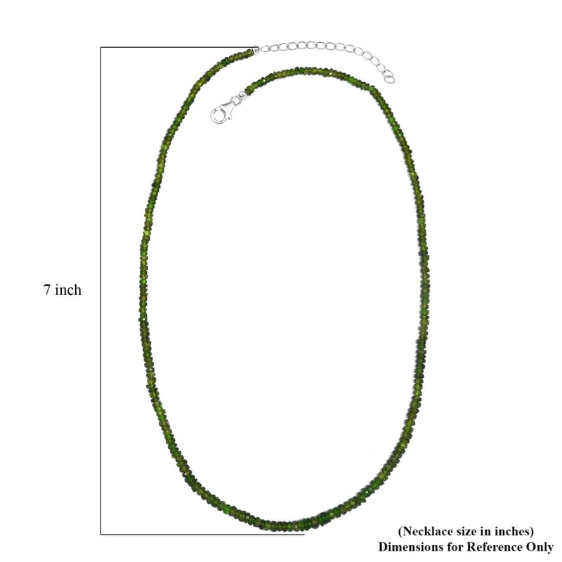 Chrome Diopside 50.00 ctw Beaded Necklace in Rhodium Over Sterling Silver 18 Inches