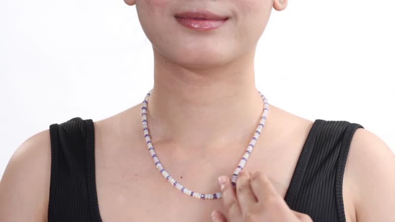 Premium Ethiopian Welo Opal and Tanzanite 61.00 ctw Beaded Necklace in Rhodium Over Sterling Silver 18 Inches