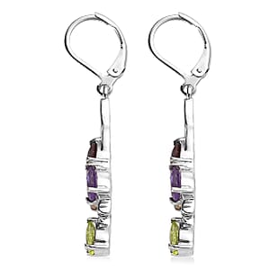 EverTrue Multi Gemstone 3.25 ctw Lever Back Earrings in Stainless Steel 