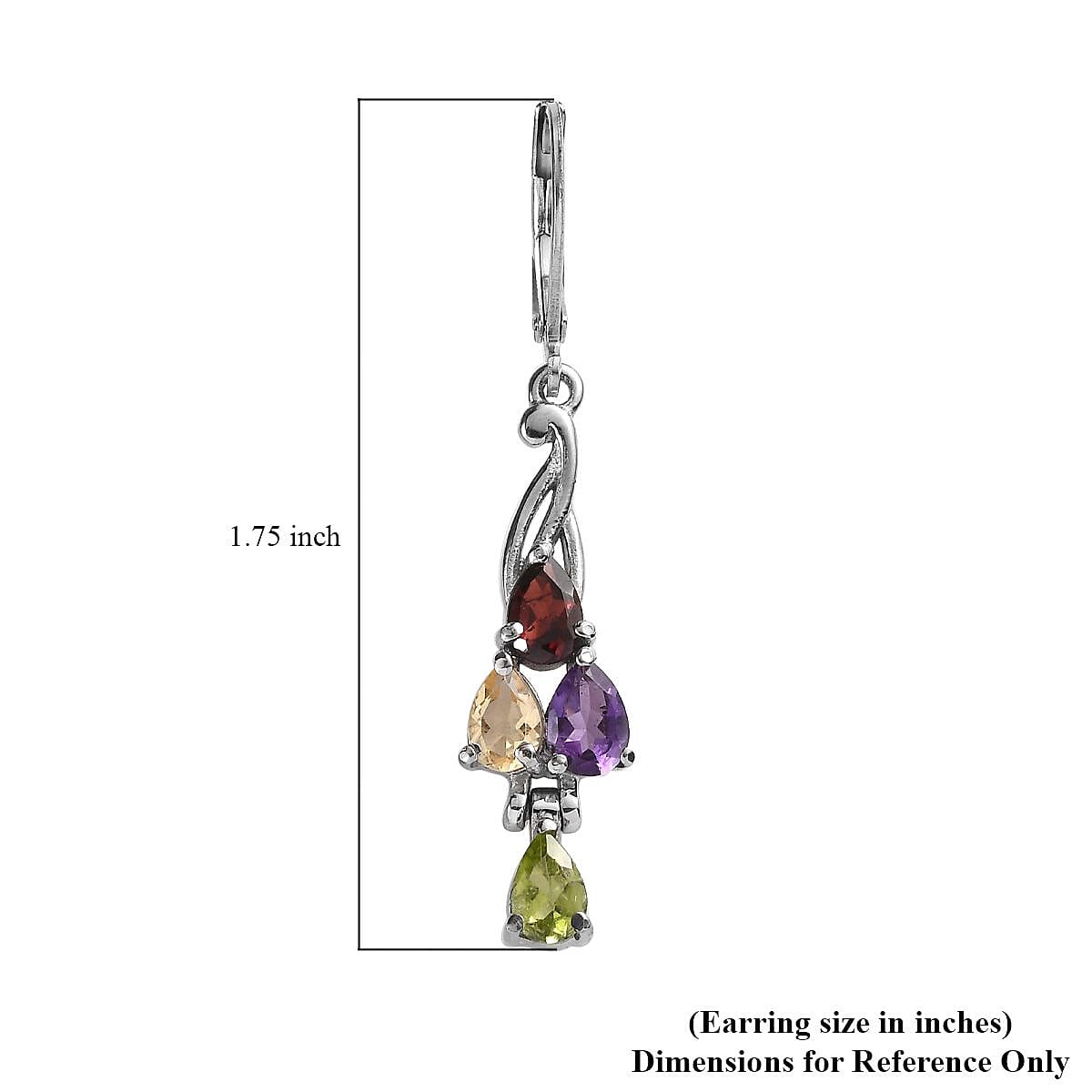 EverTrue Multi Gemstone 3.25 ctw Lever Back Earrings in Stainless Steel