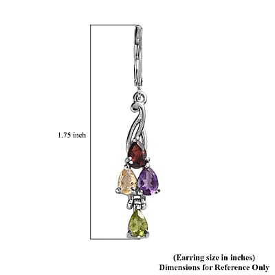 EverTrue Multi Gemstone 3.25 ctw Lever Back Earrings in Stainless Steel