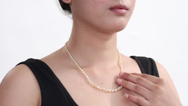 Premium Ethiopian Welo Opal 18.00 ctw Beaded Necklace in 18K Yellow Gold Over Sterling Silver 18 Inches