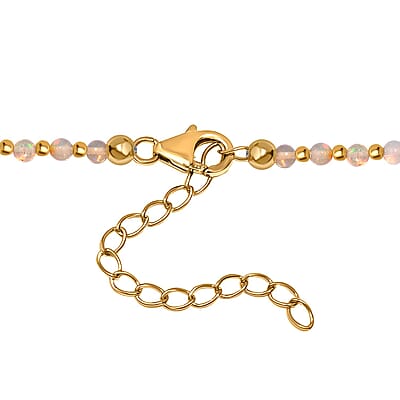 Premium Ethiopian Welo Opal 18.00 ctw Beaded Necklace in 18K Yellow Gold Over Sterling Silver 18 Inches