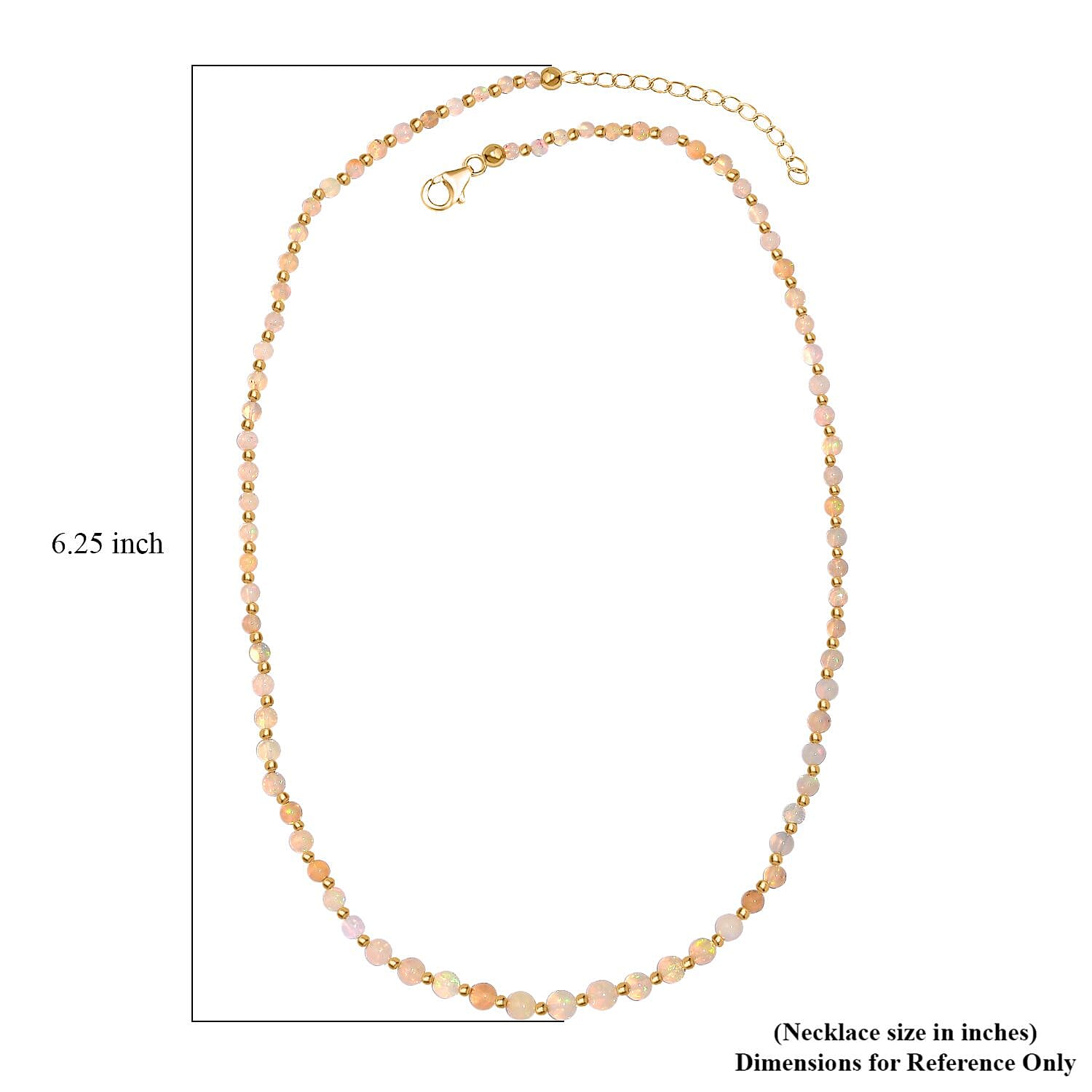 Premium Ethiopian Welo Opal 18.00 ctw Beaded Necklace in 18K Yellow Gold Over Sterling Silver 18 Inches