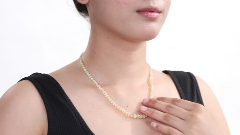 Premium Ethiopian Welo Opal 23.00 ctw Beaded Necklace in 18K Yellow Gold Over Sterling Silver 18 Inches