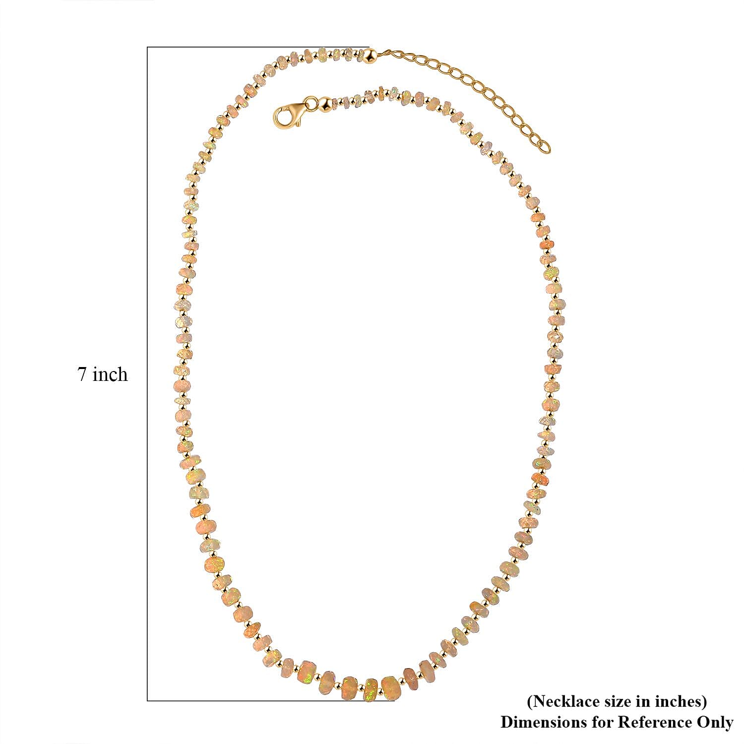 Premium Ethiopian Welo Opal 23.00 ctw Beaded Necklace in 18K Yellow Gold Over Sterling Silver 18 Inches