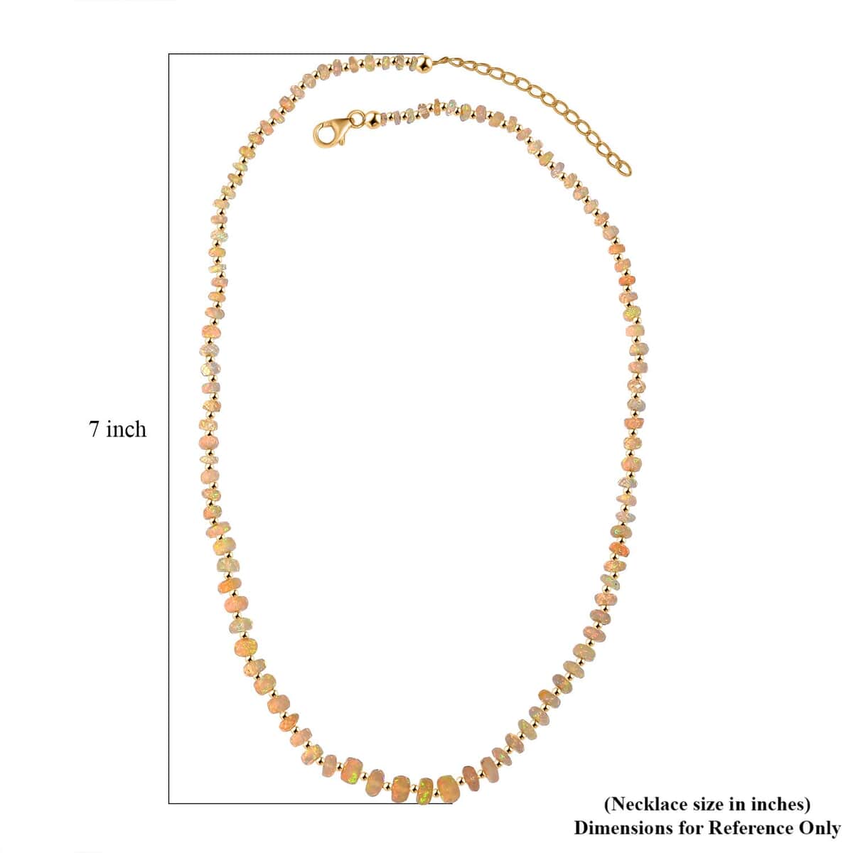 Premium Ethiopian Welo Opal 23.00 ctw Beaded Necklace in 18K Yellow Gold Over Sterling Silver 18 Inches image number 5