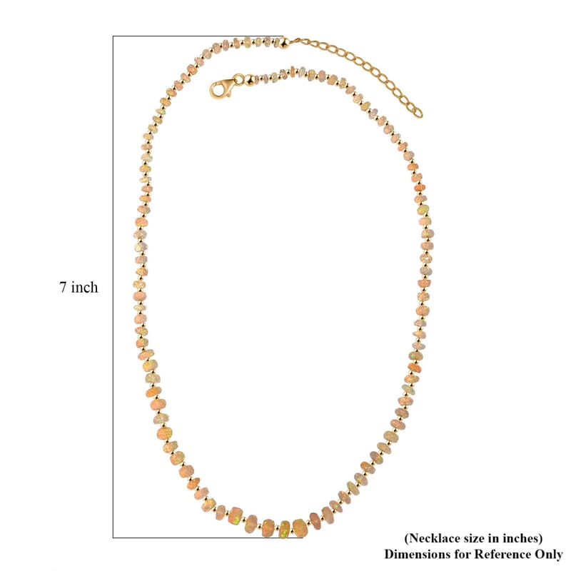 Premium Ethiopian Welo Opal 23.00 ctw Beaded Necklace in 18K Yellow Gold Over Sterling Silver 18 Inches