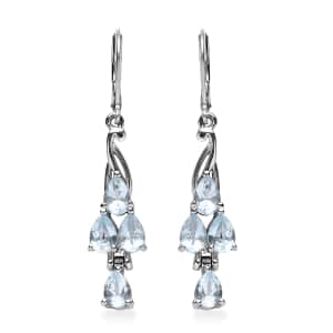 Sky Blue Topaz 3.85 ctw Lever Back Earrings in Stainless Steel