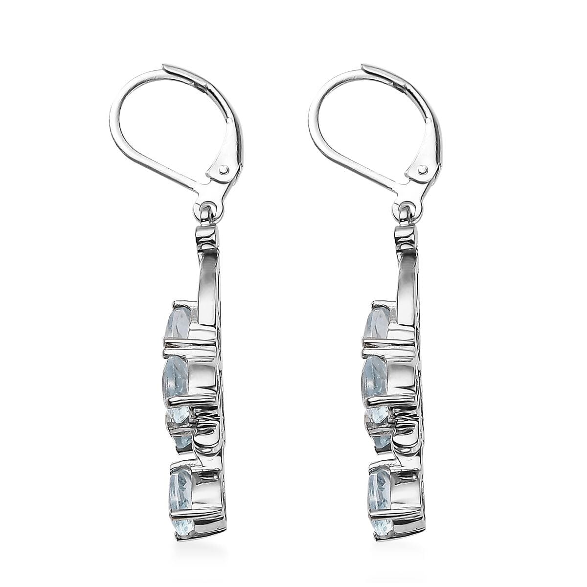 Buy Sky Blue Topaz 3.85 ctw Lever Back Earrings in Stainless Steel