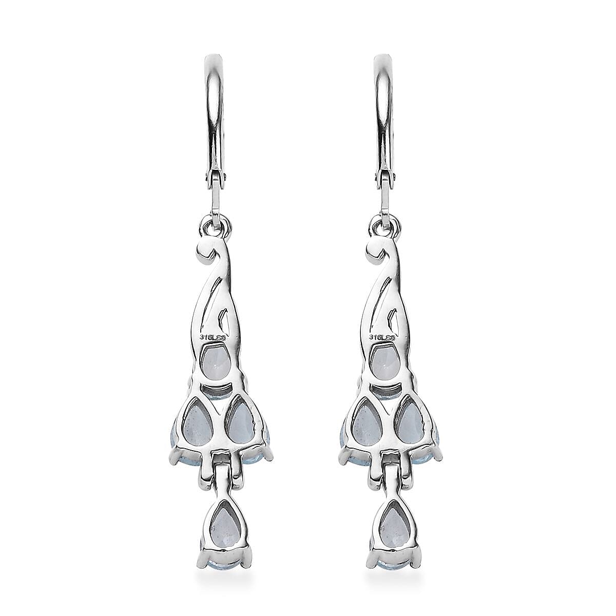 Buy Sky Blue Topaz 3.85 ctw Lever Back Earrings in Stainless Steel