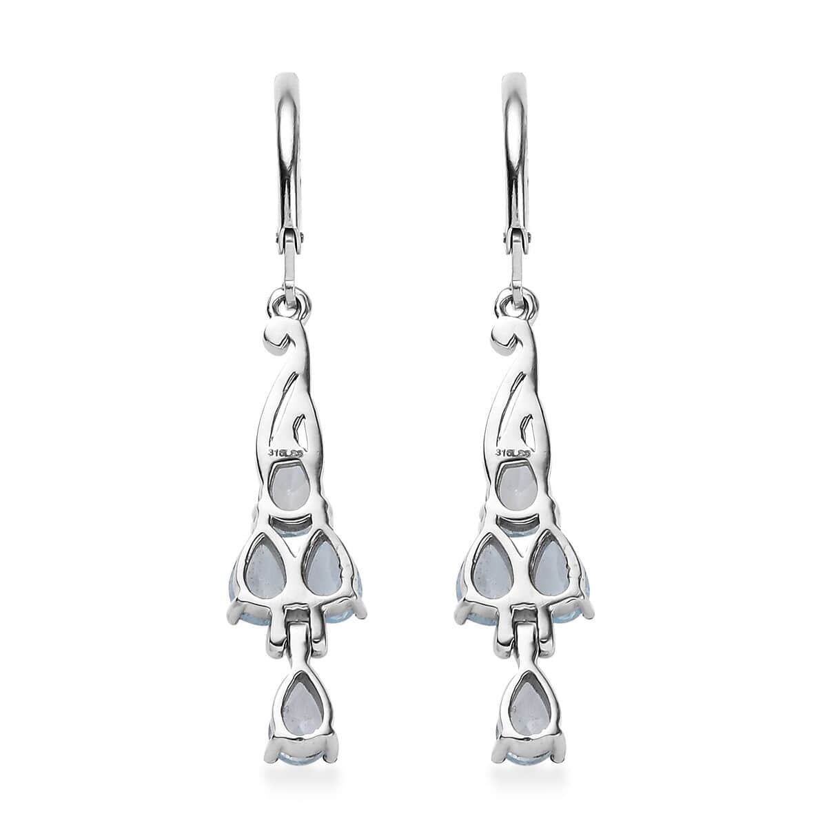 Sky Blue Topaz 3.85 ctw Lever Back Earrings in Stainless Steel image number 4