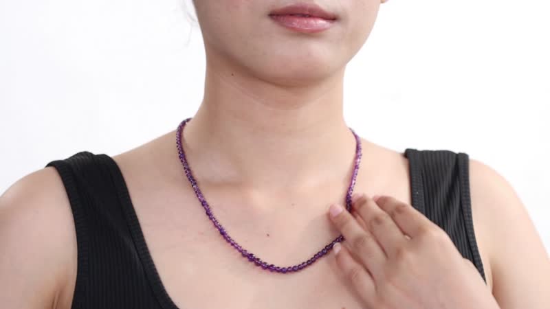 Amethyst 53.00 ctw Beaded Necklace in Stainless Steel 20 Inches