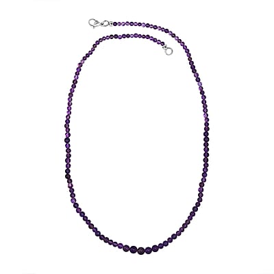 Amethyst 53.00 ctw Beaded Necklace in Stainless Steel 20 Inches