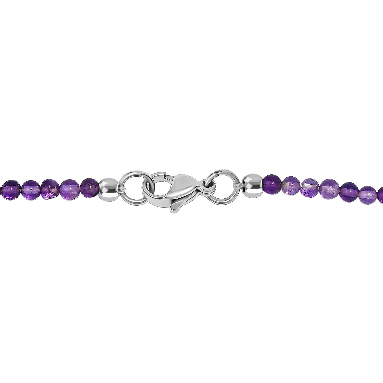 Amethyst 53.00 ctw Beaded Necklace in Stainless Steel 20 Inches