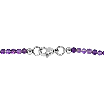 Amethyst 53.00 ctw Beaded Necklace in Stainless Steel 20 Inches