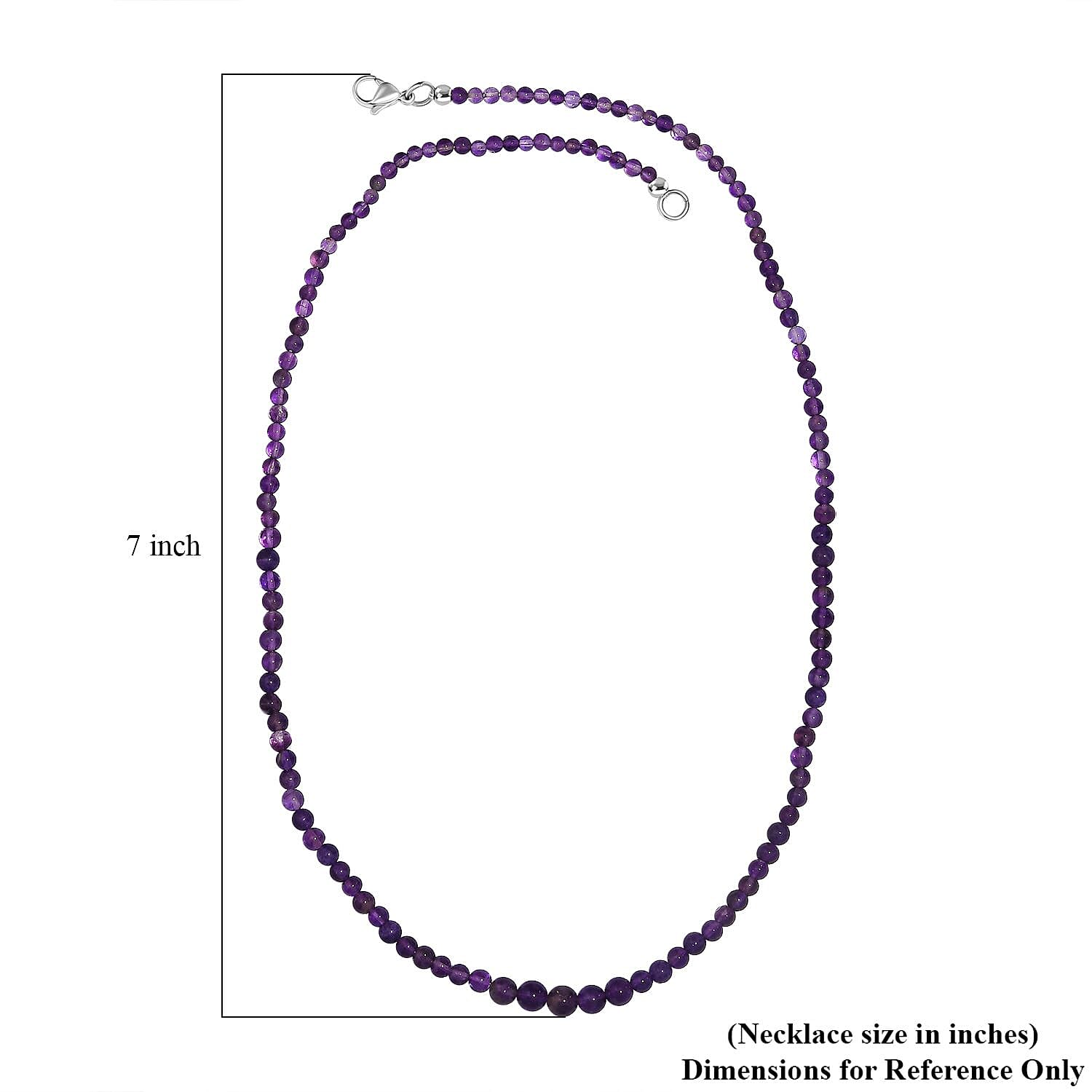 Amethyst 53.00 ctw Beaded Necklace in Stainless Steel 20 Inches