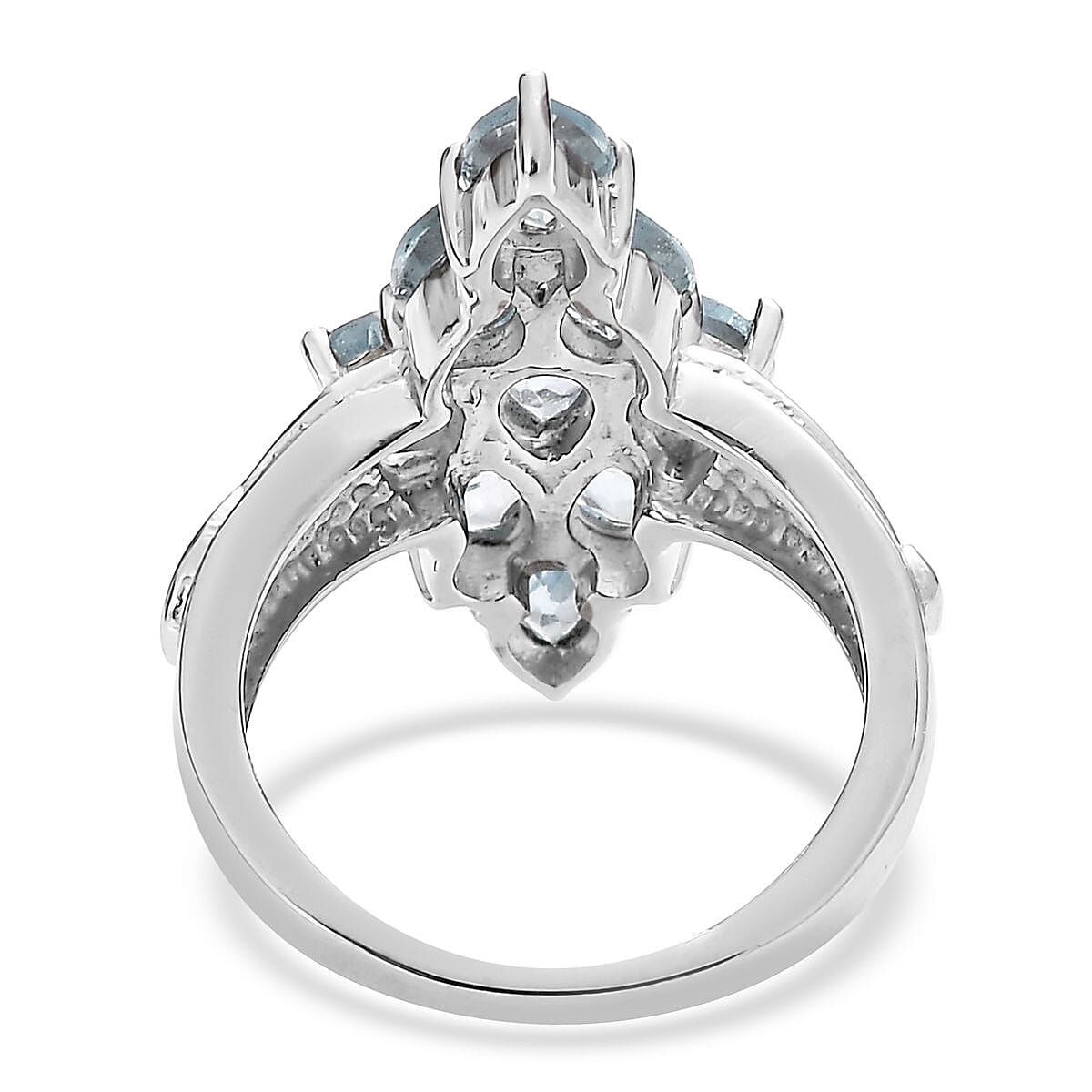 Sky Blue Topaz 4.50 ctw Elongated Ring in Stainless Steel (Size 10.0)