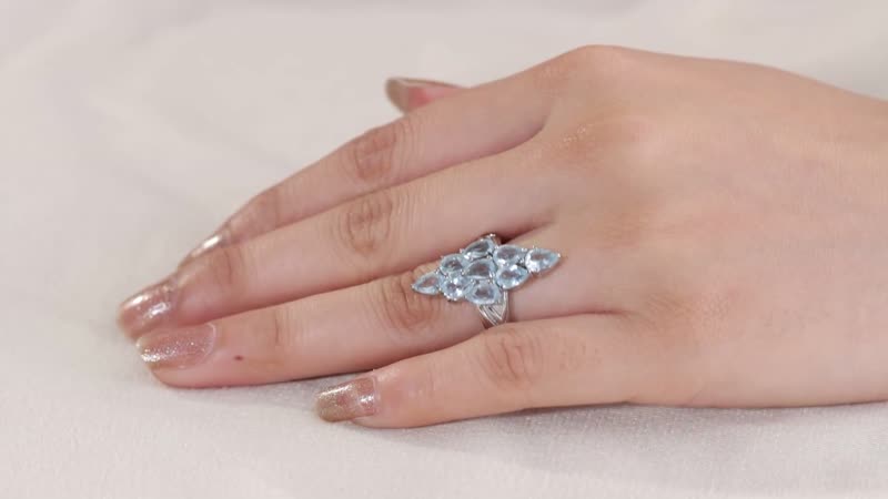 Sky Blue Topaz Elongated Ring in Stainless Steel (Size 10.0) 4.50 ctw